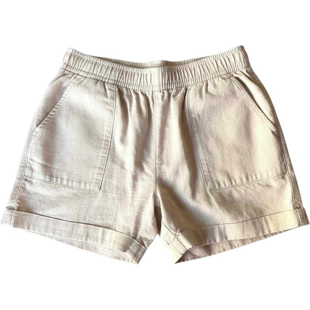 Old Navy Womens Linen Blend Pull On Shorts Oatmeal Beige Elastic Waist Size M